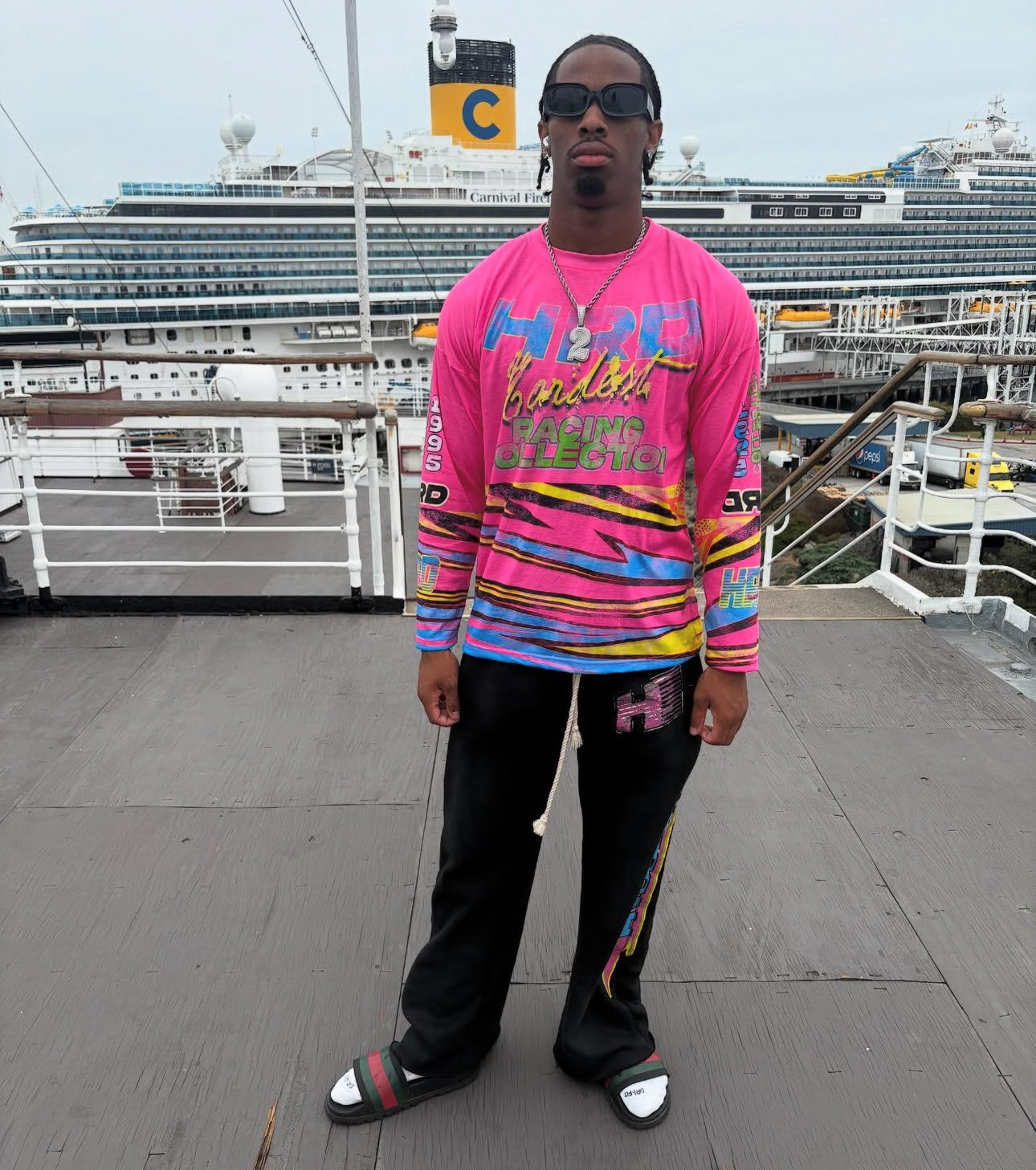 Green Light Pink Dream Racer Long Sleeve Tee